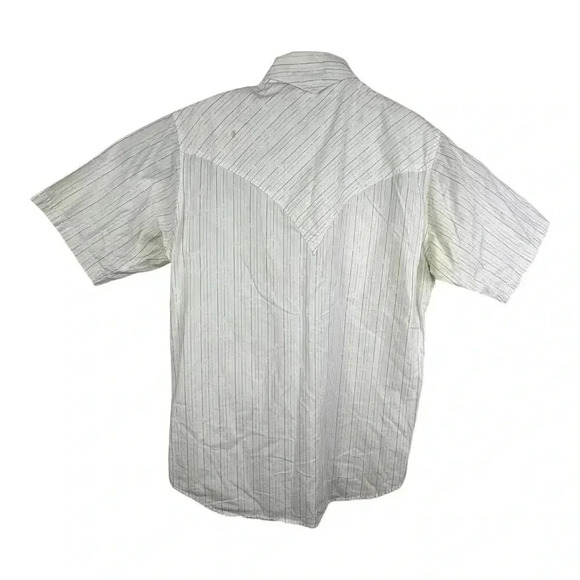 Express Rider Pearl Snap Shirt Mens Western Button Up Striped White Blue Size M - Picture 6 of 12